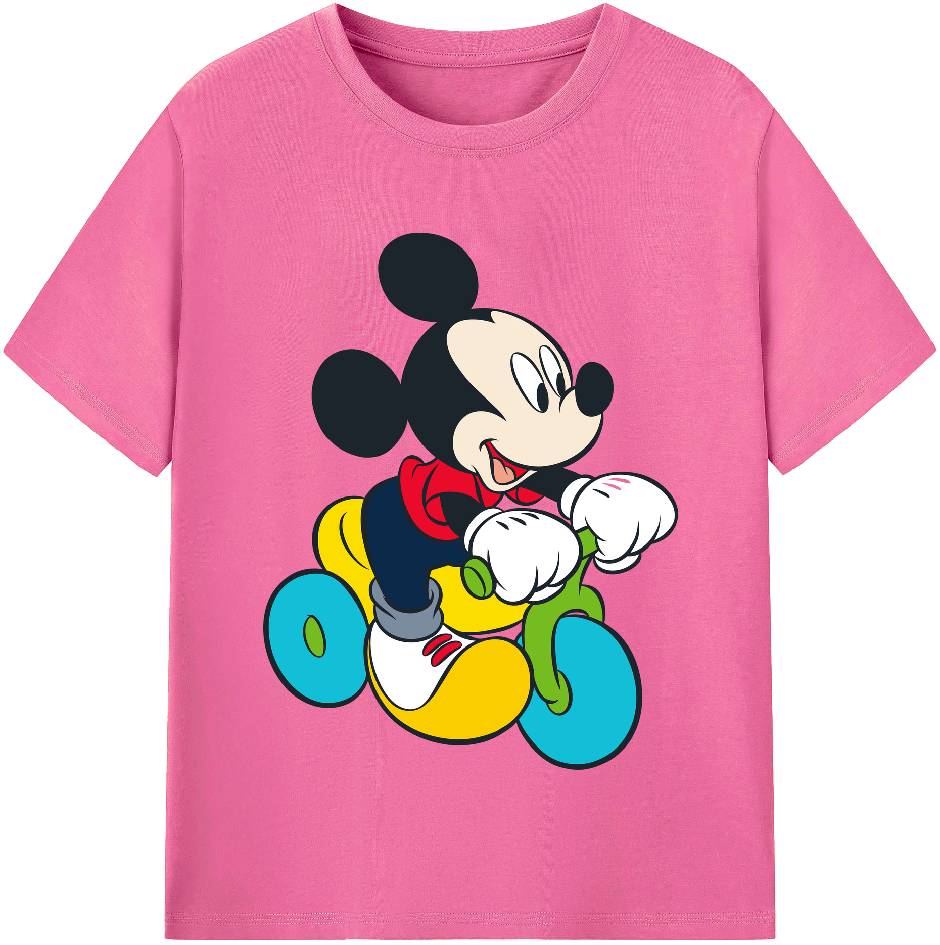 （画像用） ミッキーマウス Mickey Mouse レディースカジュアルプリントTシャツ（綿100％）